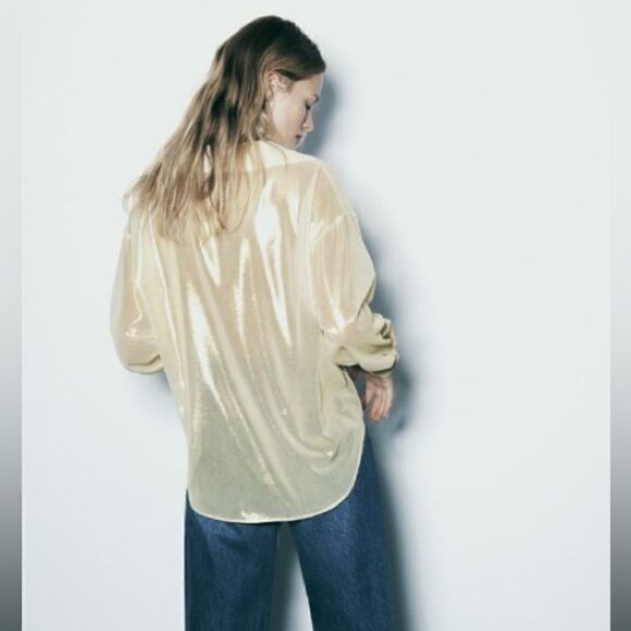 ZARA GOLD METALLIC SHIRT - Picture 8 of 12